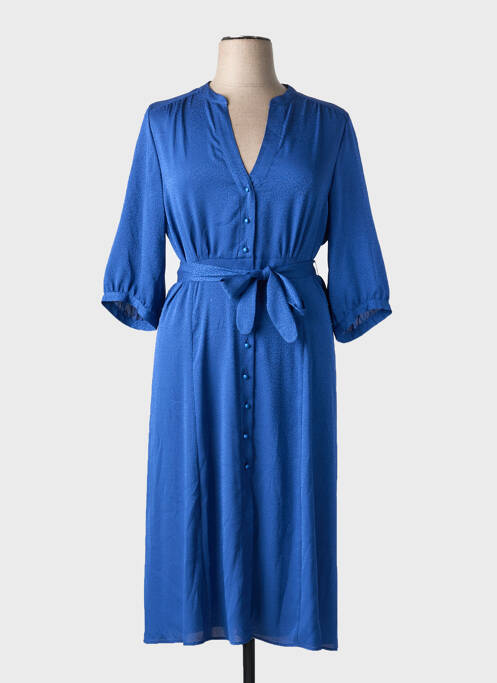 Robe mi-longue coupe fluide manches 3/4 bleu GERARD DAREL femme