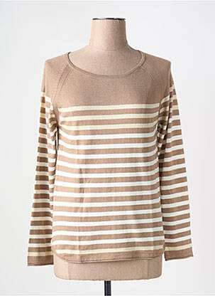 Pull col rond manches longues beige SOIE POUR SOI femme