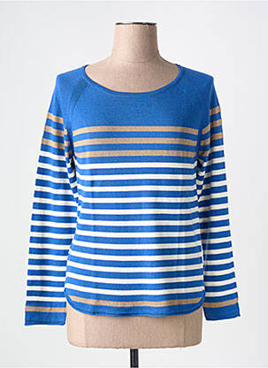 Pull col rond manches longues bleu SOIE POUR SOI femme