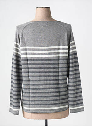 Pull coupe droite manches longues gris SOIE POUR SOI femme