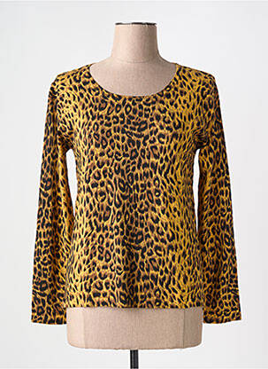 Pull col rond manches longues jaune SOIE POUR SOI femme