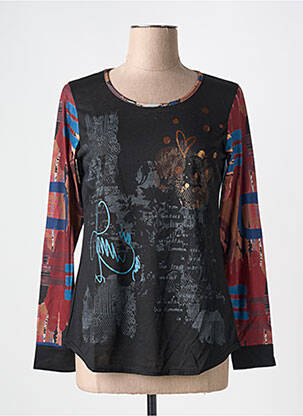 Top imprimé fantaisie manches longues noir VIE NOCTURNE femme