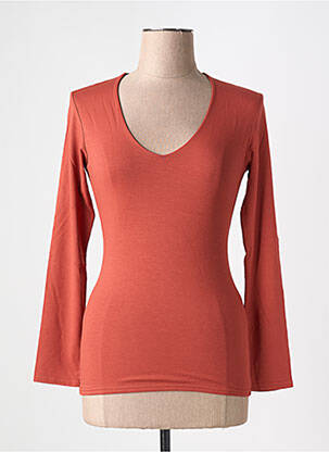 Top coupe cintrée manches longues marron RENDEZ-VOUS femme