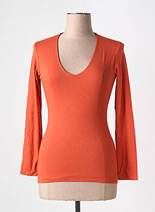 Top coupe cintrée manches longues orange RENDEZ-VOUS femme