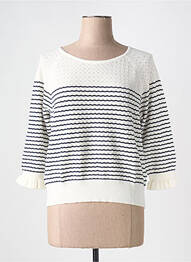 Pull col rond manches 3/4 blanc CHANON femme