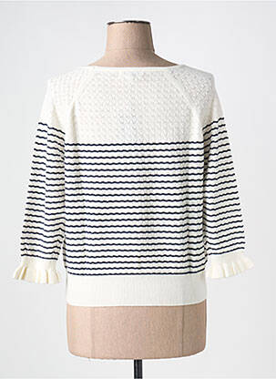 Pull coupe droite manches 3/4 blanc CHANON femme