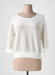 Pull col rond manches 3/4 beige CHANON femme