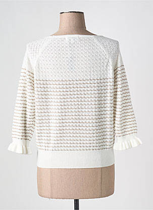 Pull coupe droite manches 3/4 beige CHANON femme