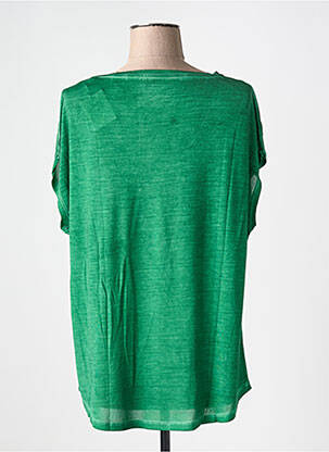 T-shirt col v manches courtes vert MAJESTIC FILATURES femme
