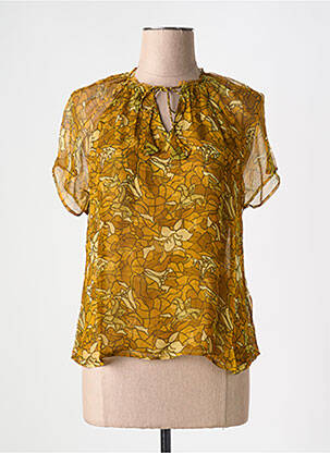 Blouse légère et transparente manches courtes jaune BELLA JONES femme