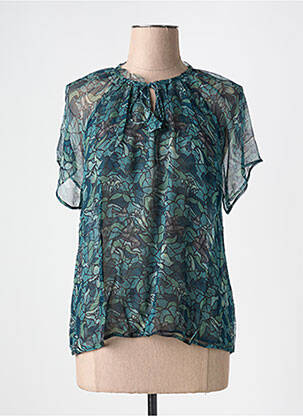 Blouse légère et transparente manches courtes bleu BELLA JONES femme