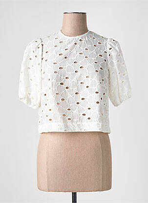 Blouse tissage popeline manches courtes blanc JANE WOOD femme