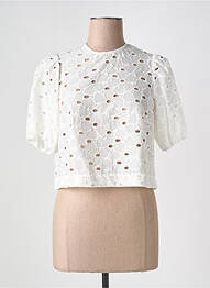Blouse légère et transparente manches courtes blanc JANE WOOD femme