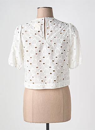Blouse tissage popeline manches courtes blanc JANE WOOD femme