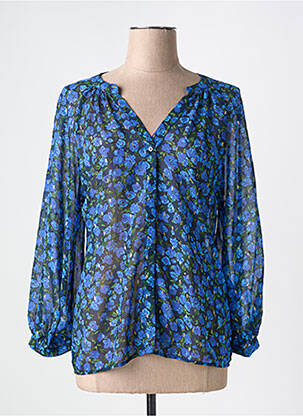 Chemisier imprimé fantaisie manches longues bleu GOA femme