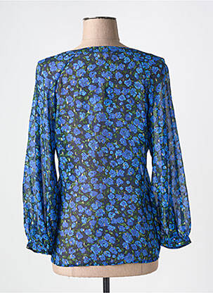 Chemisier imprimé fantaisie manches longues bleu GOA femme