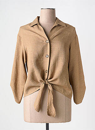 Chemisier manches longues manches longues beige EMA BLUE'S femme