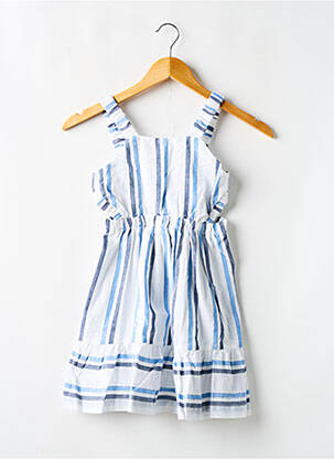 Robe courte tissage popeline fines bretelles bleu MAYORAL fille