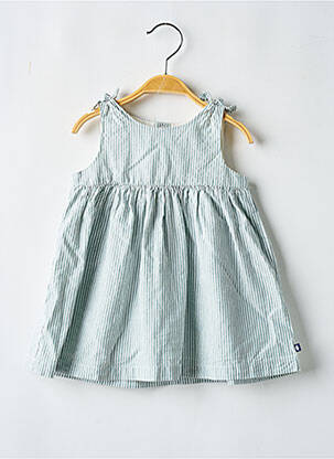 Robe courte tissage popeline sans manche bleu PETIT BATEAU fille