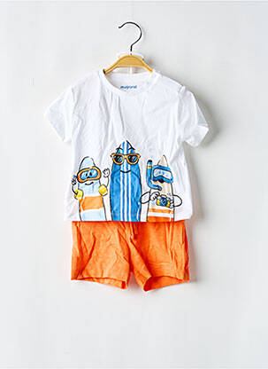 Ensemble short sérigraphie floquée orange MAYORAL garçon
