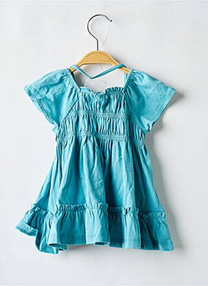 Robe mi-longue col carré manches courtes bleu MAYORAL fille