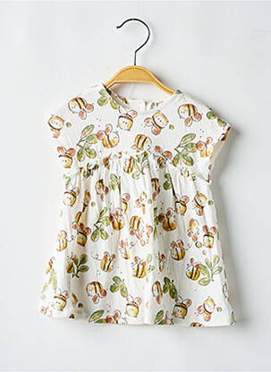 Robe mi-longue manches courtes manches courtes blanc MAYORAL fille