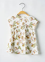 Robe mi-longue manches courtes manches courtes blanc MAYORAL fille