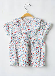 Robe mi-longue manches courtes manches courtes blanc PETIT BATEAU fille