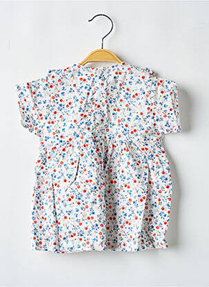 Robe mi-longue manches courtes manches courtes blanc PETIT BATEAU fille