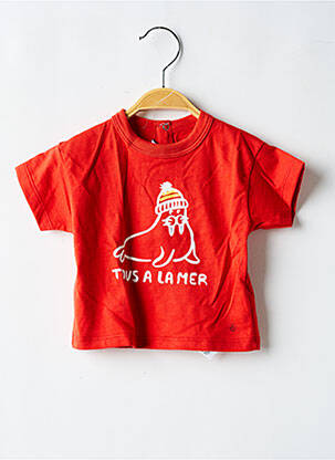 T-shirt coupe droite manches courtes rouge PETIT BATEAU garçon