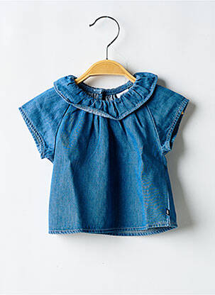 Blouse manches courtes manches courtes bleu PETIT BATEAU fille