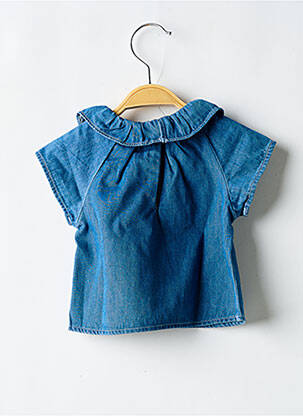 Blouse manches courtes manches courtes bleu PETIT BATEAU fille