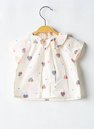 Blouse imprimé fantaisie manches courtes blanc PETIT BATEAU fille