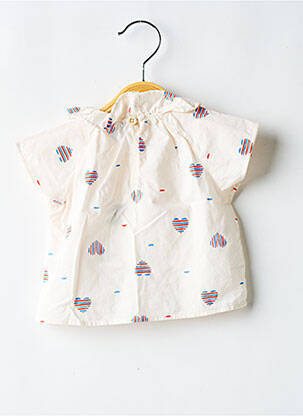 Blouse imprimé fantaisie manches courtes blanc PETIT BATEAU fille