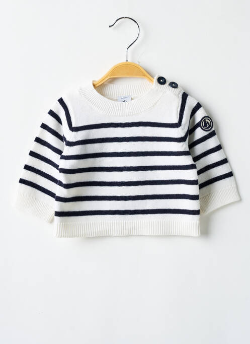 Pull col rond manches longues bleu PETIT BATEAU enfant