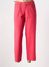 Pantalon droit fermeture zippée sous rabat boutonné taille normale rose FIVE femme