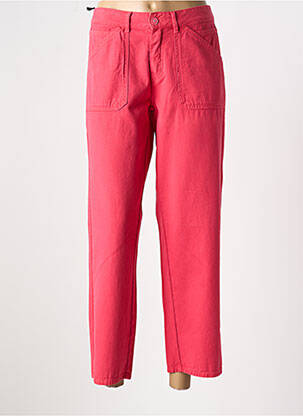 Pantalon droit fermeture zippée sous rabat boutonné taille normale rose FIVE femme