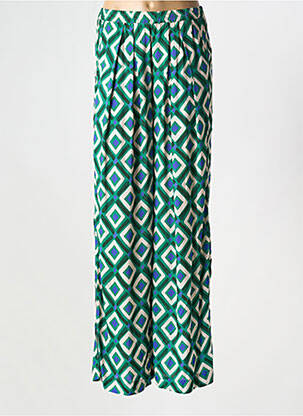 Pantalon droit tissage popeline taille normale vert KANOPE femme