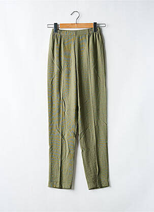 Pantalon droit tissage crêpe taille haute vert GEVANA femme