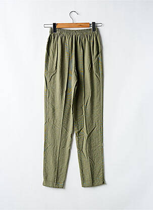 Pantalon droit tissage crêpe taille haute vert GEVANA femme