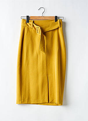 Jupe mi-longue taille à pinces jaune LA FEE MARABOUTEE femme