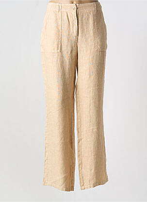 Pantalon droit tissage crêpe taille normale beige SIGNE NATURE femme