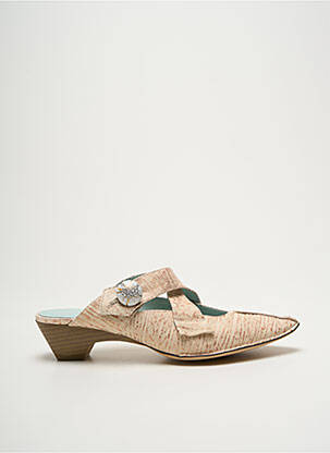 Mules/sabots tissage satiné talon de 4 à 6cm beige RENDEZ-VOUS femme
