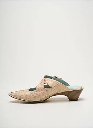Mules/sabots tissage satiné talon de 4 à 6cm beige RENDEZ-VOUS femme