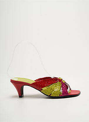 Mules/sabots tissage satiné talon de 4 à 6cm rouge FEELING femme