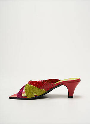 Mules/sabots tissage satiné talon de 4 à 6cm rouge FEELING femme