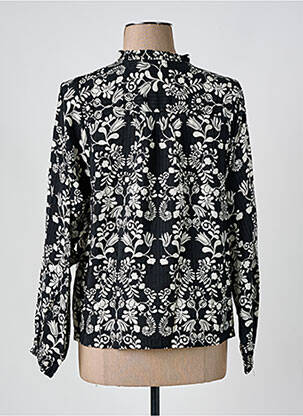 Chemisier imprimé fleurs manches longues noir ICHI femme