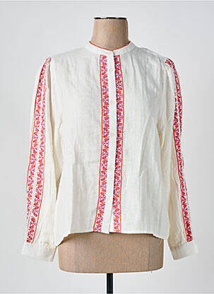 Chemisier coupe droite manches longues beige LA PETITE ETOILE femme
