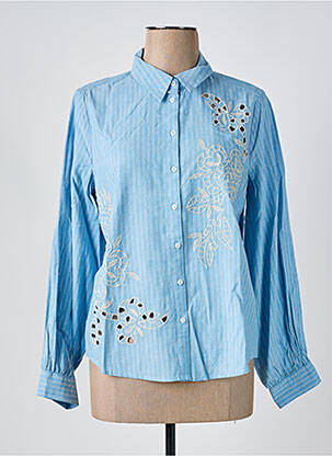 Chemisier coupe cintrée manches longues bleu VILA femme