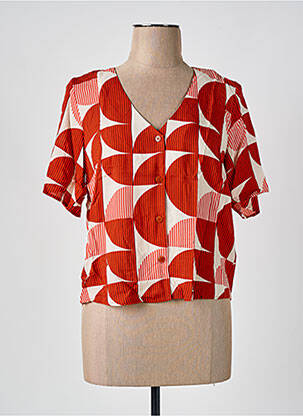 Chemisier coupe droite manches courtes orange THINKING MU femme